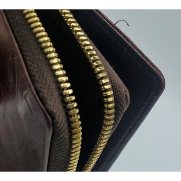 Valentina Genuine Embossed Floral Pattern Design Dark Red Leather Wallet Italy - Picture 8 of 12